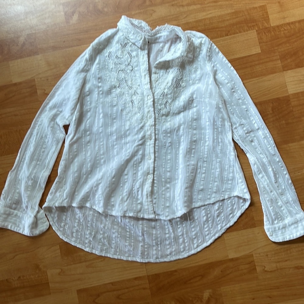 Free People Embroidery Cutwork Button Down Shirt